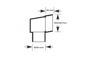 Alkūnė kampinės įlajos sujungimui 100x100 mm, Ø80-100 mm