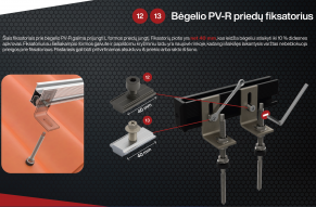 Bėgelio PV-R priedų fiksatorius 40 mm, šešiakampė galvutė, (gilė+M8), pilkas