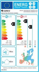 Oro kondicionierius Gree Pular 6,2/6,5 kW, su Wifi, kompl.