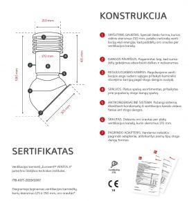 Ventiliacinis kaminėlis VENTOS X, 150D, RAL8017, ruda